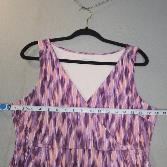 Eddie Bauer Womens Medium Tank Dress Sleeveless Abstract Pink Purple Stretch - Picture 10 of 13